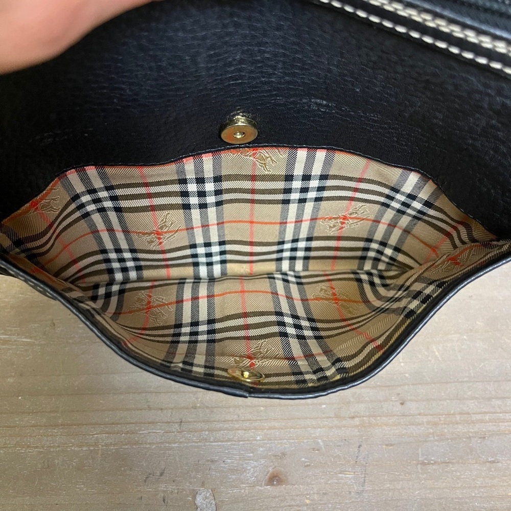 Vintage Burberrys Shoulder Bag Nova Check Black Leather COA Classic Winter Chic - Picture 11 of 16